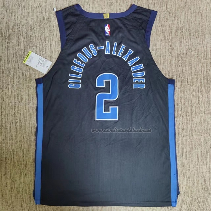 Camiseta Oklahoma City Thunder Shai Gilgeous-Alexander NO 2 Earned Autentico Negro